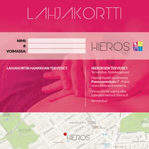 fysioterapia lahjakortti, kertakäynti