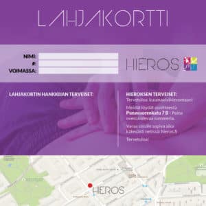 kuumakivihieronta lahjakortti